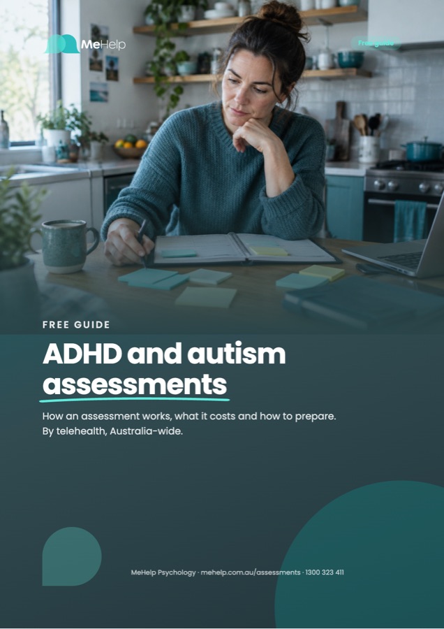 Cover of the free guide ADHD and autism assessments with MeHelp