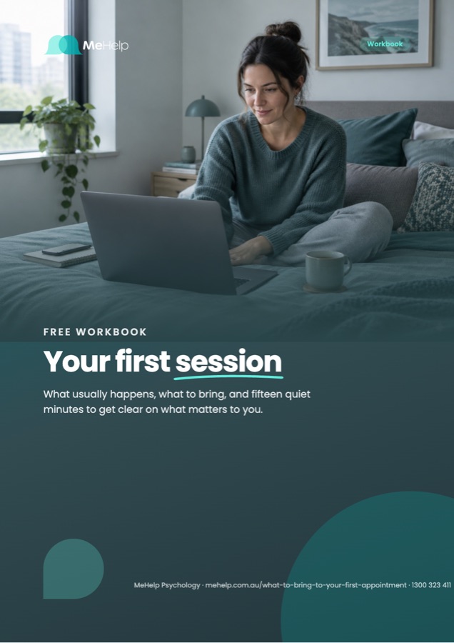 Cover of the free MeHelp guide Your first session: what to expect